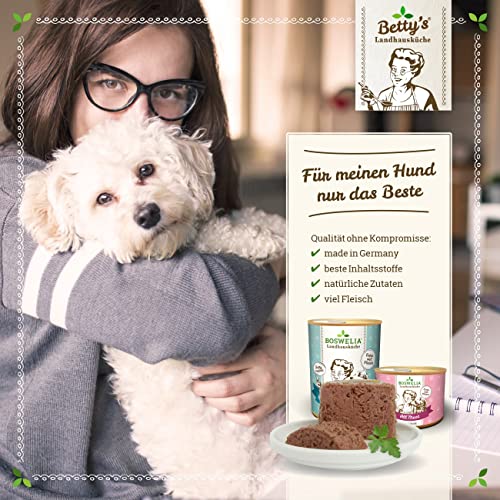Betty's Landhausküche Hund Känguru mit Kartoffeln und Geflügel 6 x 400 g Für alle Hunderassen geeignet Hohe Bioverfügbarkeit Wir achten auf Beste Qualität