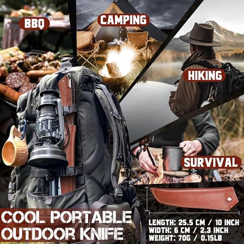 ROCOCO Butcher Meat Cleaver Knife - Boning Knife with Sheath for Kitchen Camping BBQ Birthday Thanksgiving 8.8" - Image 8