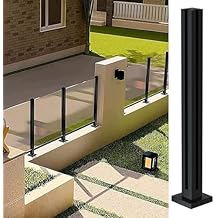 Glass Railing Post Black - Heavy Duty Topless Glass Balustrade Post System with Spigots Slots for Deck, Steps, Balcony, Garden, Patio Stairs, Outdoor Railing For 3/8" or 1/2" GlassCorner Post,Height-