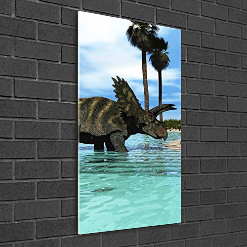 Image sur verre acrylique dinosaures sur la plage 50x100 cm pour chambre d'enfant - 3