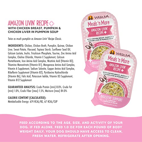Weruva Dog Meals 'N More Natural Wet Dog Food, Amazon Livin' Recipe Plus Digestive Support, 3.5Oz Cup (Pack Of 12) #TOP3