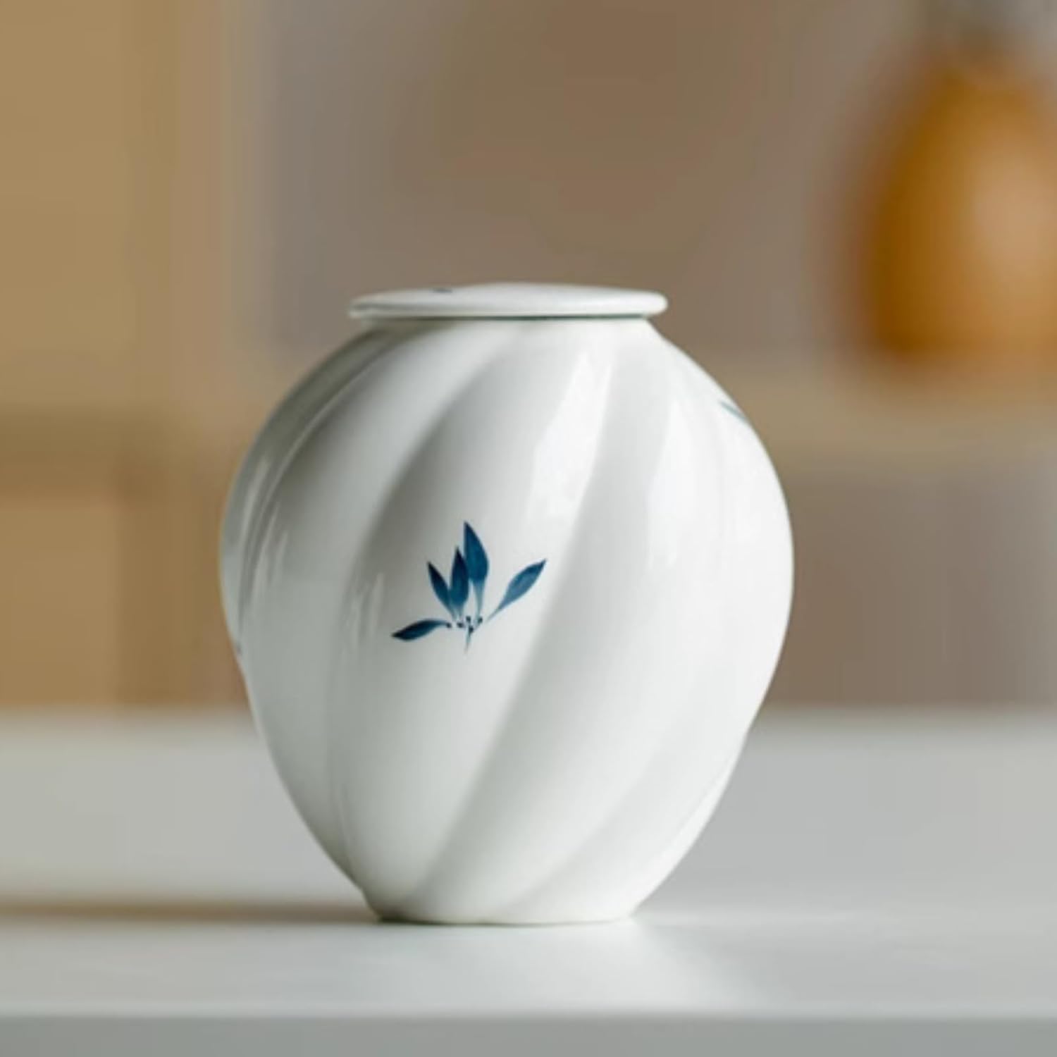 Hand-drawn Butterfly Orchid Tea Canister, 300ml 10.2oz, Sealed Jar Storage Canister Chinese Kung Fu Tea Set Accessories