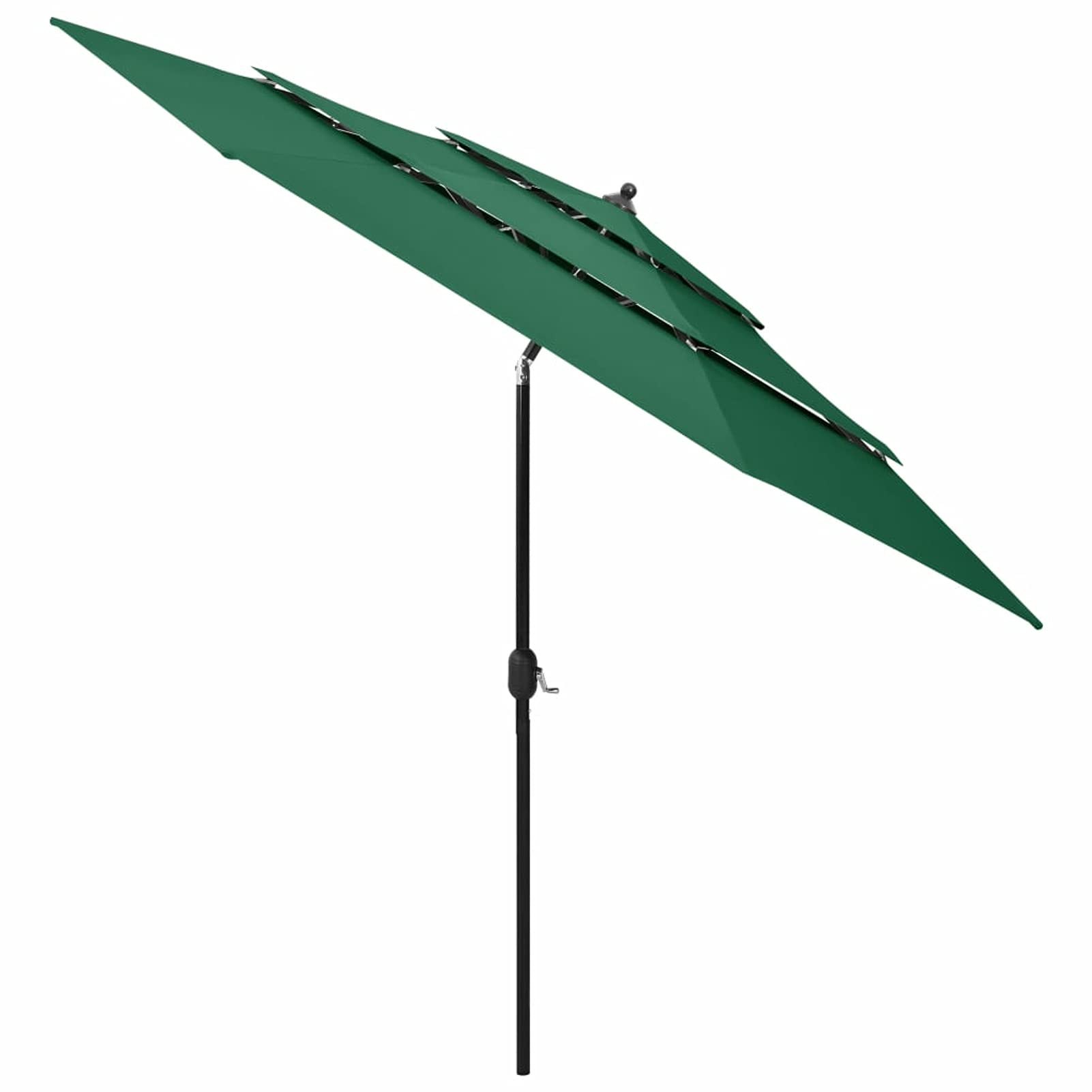 Homgoday Sombrilla de jardín de 3 Niveles con Palo de Aluminio Verde 3 m Sombrilla Terraza Exterior, Sombrilla Jardín Grande Orientable Jardín Parasol Balcón