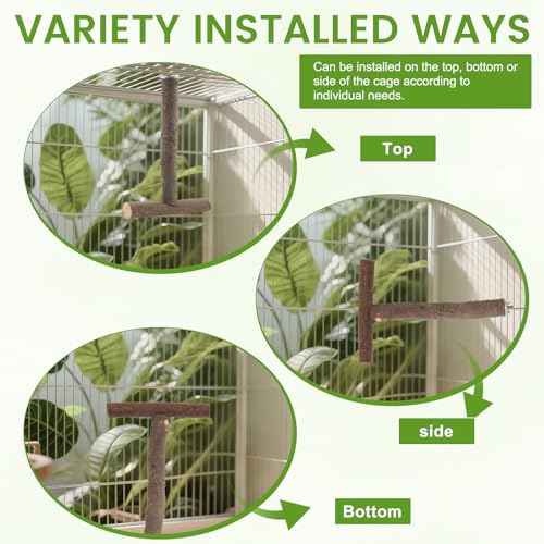 CZWESTC 8PCS Natural Wood Bird Perches, Parrot Perch Stand & Chewing Toy with Multi-Branch & Rope, Cage Accessories for Parakeets, Conures, Cockatiels, Lovebirds, Budgies - Thumbnail 6