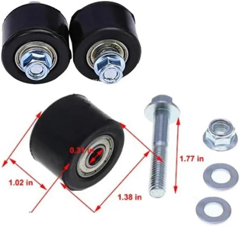 2/1pcs Motorcycle Chain Tensioner Roller Guide 8mm Pulley Slider with Bolt Gasket for YFZ 350 Car Maintenance Accessories(2pcs)