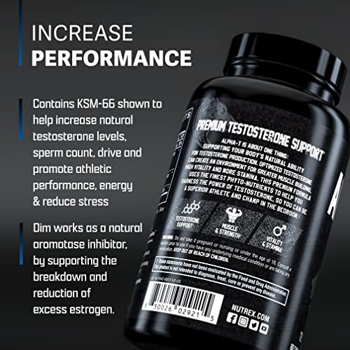 Nutrex Research Alpha-T Premium Testosterone Booster For Men | Clinically Proven Testofen Fenugreek, Ksm-66 & Dim | Muscle Growth, Strength, Male Vitality & Natural Estrogen Blocker 60 Count #TOP2