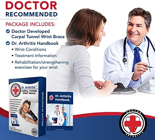 Doctor Developed Carpal Tunnel Night Wrist Brace & Wrist Support (with Splint) & Doctor Written Handbook - Fully Adjustable to Fit Any Hand (Left)