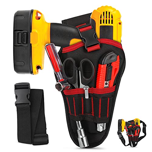 Cartuchera para Taladro,Bolsa Porta Herramienta con Cinturón Ajustable Organizador Herramientas Taladro Funda para Electricistas,Carpinteros