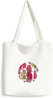 Sacola de lona com estampa abstrata e folha vermelha amarela bolsa de compras bolsa casual