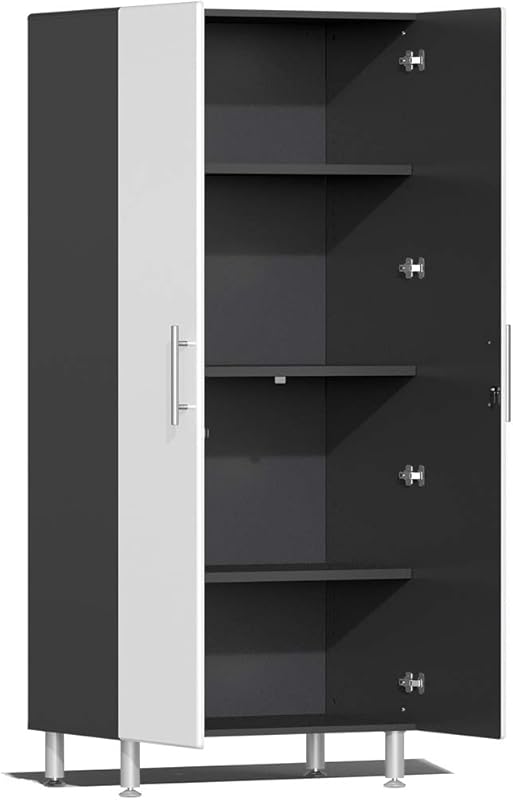 Ulti-MATE UG23101W 10-Piece Garage Cabinet Kit with Channeled Worktop in Starfire White Metallic