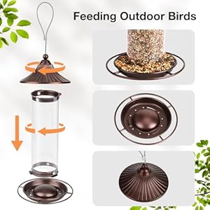Bird Feeder, Wild Bird Feeders, Easy to Fill Small Bird Feeder, Hanging Bird Feeder for Garden Yard Outside, Metal and Plastic, 0.8 LBS Capacity Bird Feeder Wild Bird Feeders Easy to Fill Small Bird Feeder Hanging Bird Feeder for Garden Yard Outside Metal and Plastic 08 LBS Capacity