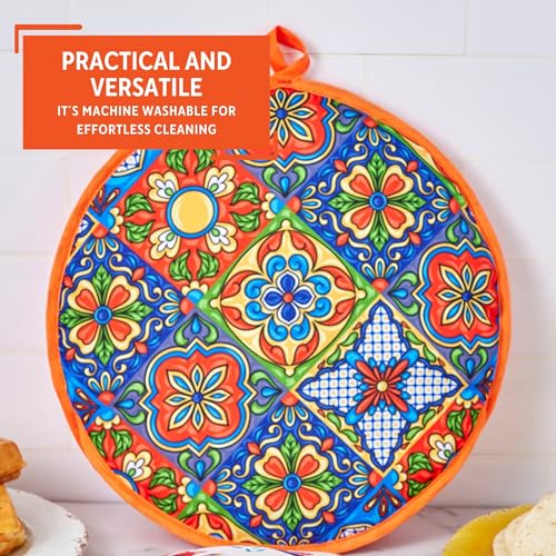 IMUSA Tortilla Warmer 12 in Cloth Microwave Safe Talavera Design Polyester with Thermoplastic Liner for Tortillas Pancakes Naan Pita Flatbreads Machine Washable by Imusa - Image 5