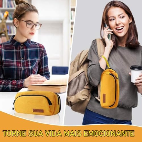 Amarelo Estojo, Estojo Escolar, Estojo Box, Bolsinha de Lapis Escolar, Material Escolar, Estojo Esco