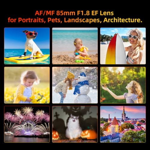 Image of EF 85mm f1.8 Portrait Lens-AF+MF STM Motor for Canon EOS Rebel T8i /T7i /T7 /T6i /T5 /T3i /T3 /T2i /XSi /XS /SL3 /SL2 /T100 /90D /80D /70D /50D /5D Mark IV /6D II /7D II /1D X III II-DSLR Cameras Lenses(EF /EF-S Mount)