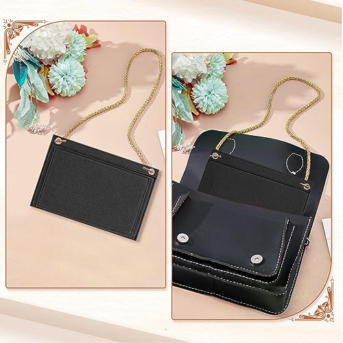 WADORN 6 Sizes Purse Conversion Organizer Insert, Felt Handbag Organizer Inner Pocket Wallet Clutch Bag Conversion Kit with Eyelet Pochette Bag in Bag Accessory, Black