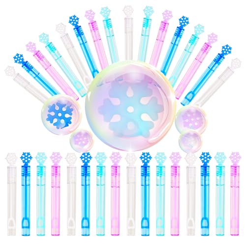 Mini Bubbles for Kids Party Favors,32 PCS Small Bubble Wands Toys Bulk for Classroom Prize,Birthday Goodie Bag Stuffers,Bubble Blower Toy Sticks with Bubble Solutions,Gift Box,Winter Snowflake Designs by ritastar - Used condition - US$5.00