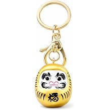 kcrygogo Resin Painted Daruma Keychain, Gold Lucky Charm Key Ring, Japanese Style Good Luck Pendant for Keys, Bag Charm for Backpack Zipper, Small Meaningful Gift