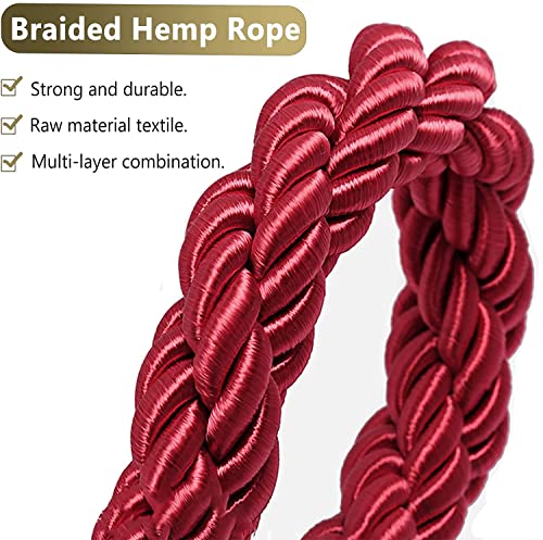 Corda de tapete vermelho tecida de 150 cm preta, barreiras de fila cordão de cânhamo trançado com ex