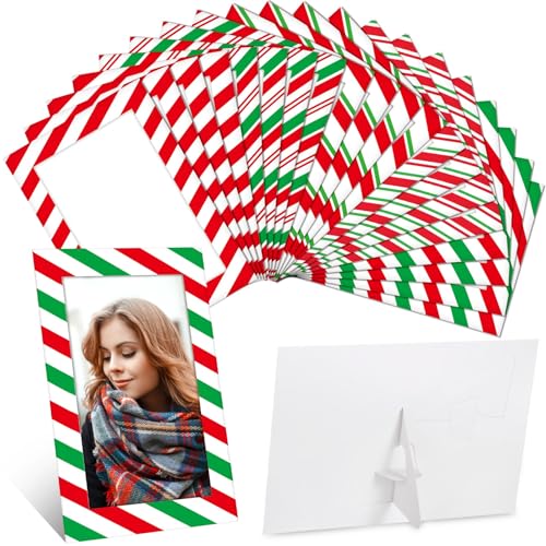 Qunclay 100 Pcs Christmas Photo Ornament 4x6 Paper Picture Frame