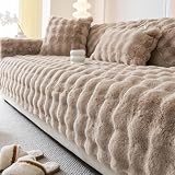 tianxinbaobei Faux Fur Sofa Cover, Rabbit Plush Couch Cover, Non-Slip Couch Covers Washable, Cosy Plush Sofa Slipcover, Furniture Protector for L Shaped(1pc/ Cream /36'x70')