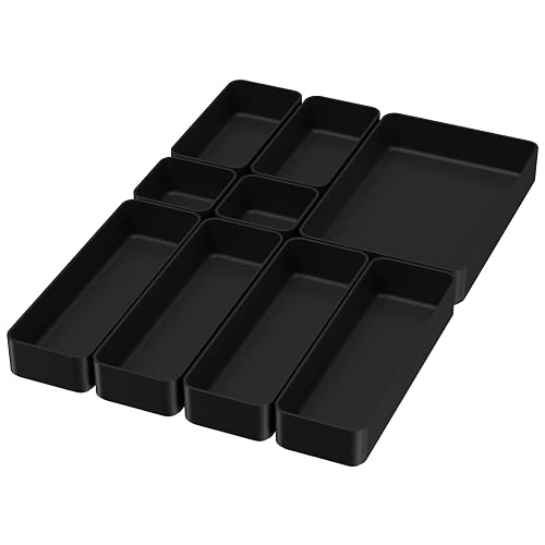Black Bathroom Drawer Organizer Trays 9 product photo (Desk & Drawer Organizers) — ScooterReviewPro review