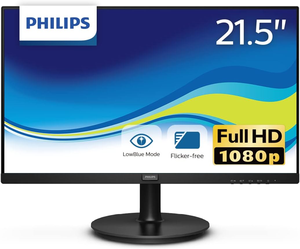 【整備済み品】 PHILIPS モニターディスプレイ 221V8L/11 (21.5インチ/FHD/5年保証/HDMI 1.4x1, D-Sub(VGA)x1/チルト/フレームレス/ブルーライトカット)