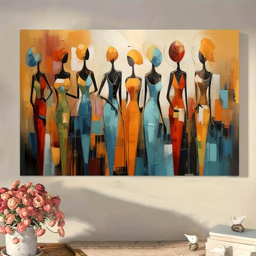 Art mural afro-américain : toile abstraite de femme noire 40x60cm pour salon