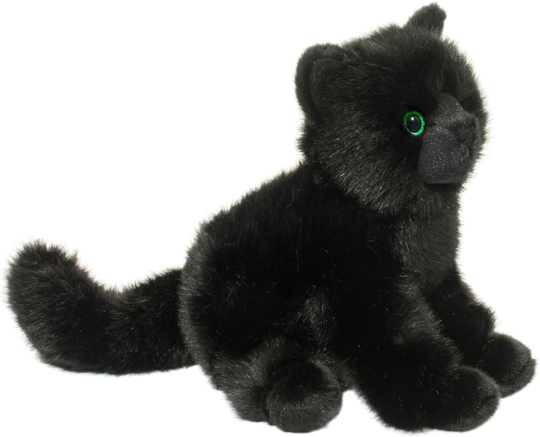Douglas Salem Black Cat Plush Stuffed Animal - 9 Inch Tall Sitting