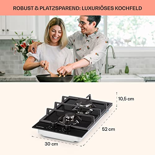 Foto von Klarstein Gasherd, Gaskochfeld 4 Flammig, Einbau-Gaskocher für Zuhause & Wohnmobil, Edelstahl Campingkocher, Gasherd für Propan- und Erdgas, Gas-Herdplatte mit Wok Brenner, Gas Kocher 4000 Watt