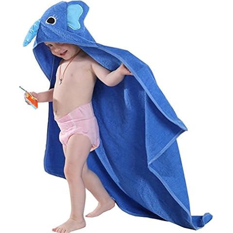 OKSakady Baby Soft Absorbent Bath Towel, Children Cute Cozy Bathrobe Hooded Style Cotton Blanket (Fit 0-6 Years Old) Blue Cover