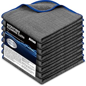 Airlab 8x Microfiber Cleaning Cloths for Glass and Windows, Wonder Wipes Drying Cloth, Super Soft Waffle Pattern Washable Cloth Duster for Kitchen Surfaces Bathrooms Mirrors Car Motorbike, 40x40cm