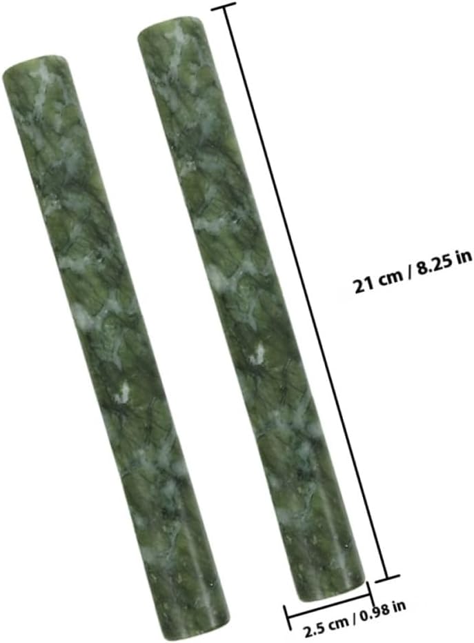 2pcs Natural Stone Dough Roller 21cm Jade Marble Rolling Pins Non-stick Baking Rolling Pin for Dumpling, Pizza Dough Preparation in Kitchen Cooking