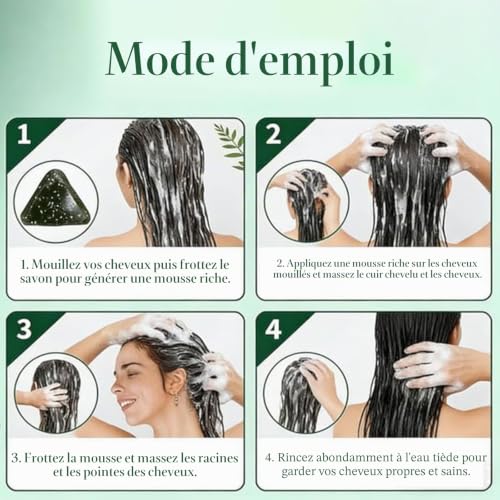 Bio-Shampoo contre la chute des cheveux, renforcé à l'huile de romarin, shampooing solide, shampooing végétal solide, barre de régénération du cuir chevelu coréenne, shampooing solide anti-chute – vue 4