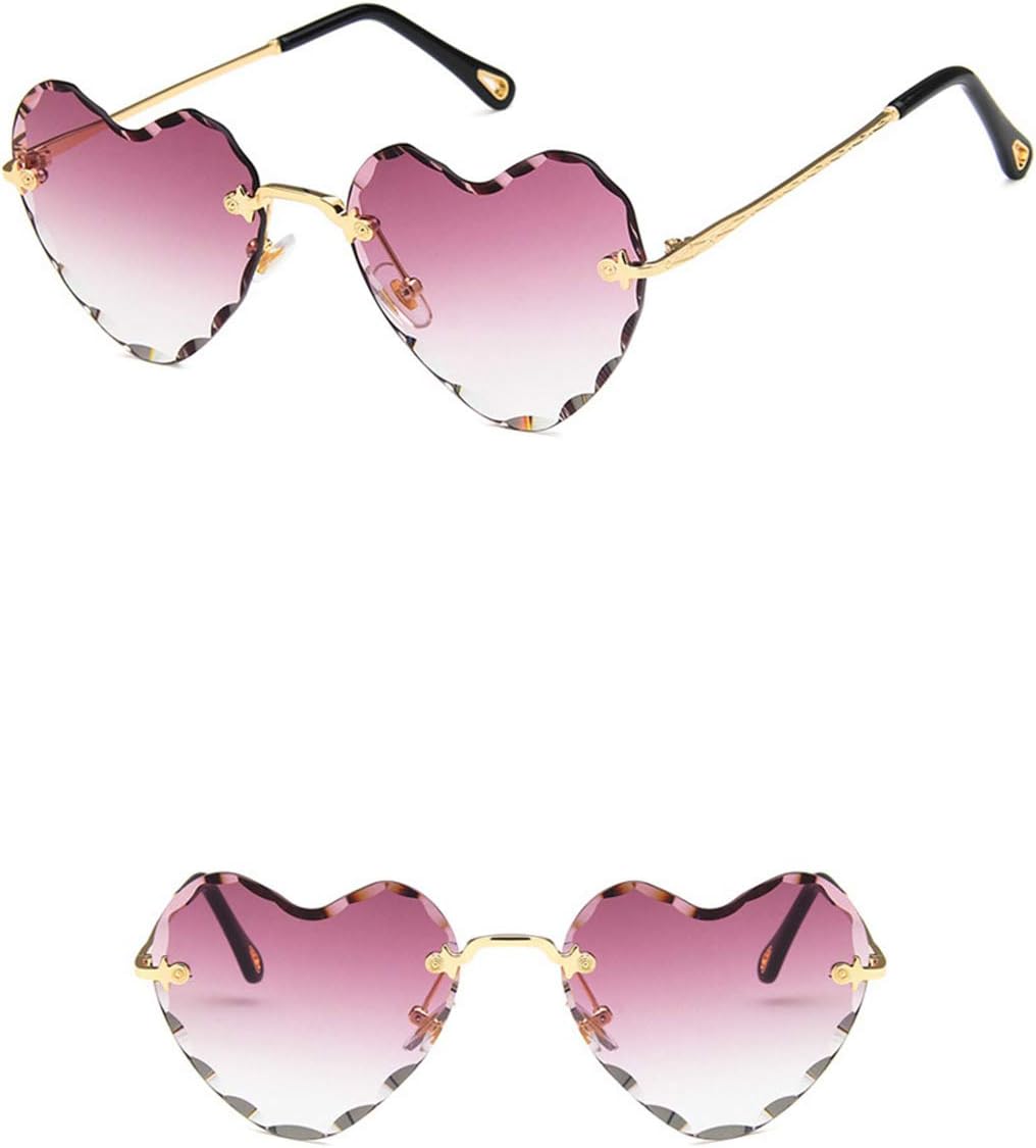 Heart Sunglasses Rimless Thin Metal Frame Heart Shaped Sun Glasses Cute Eyewear UV400 for Women - Image 6