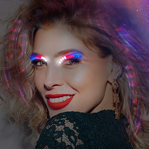 Bonitronic colorful LED Eyelashes Light 12 Modes Switch, waterproof Lashes Luminous Shining Charming Eyelid Tape for Party Bar NightClub KTV Concerts