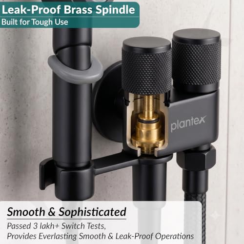 Image of Plantex Jet Spray for Toilet /Health Faucet with Shower Hose /ABS Handheld Bidet Spray /2-in-1 Dual Control Valve /Bathroom & Kitchen - Black