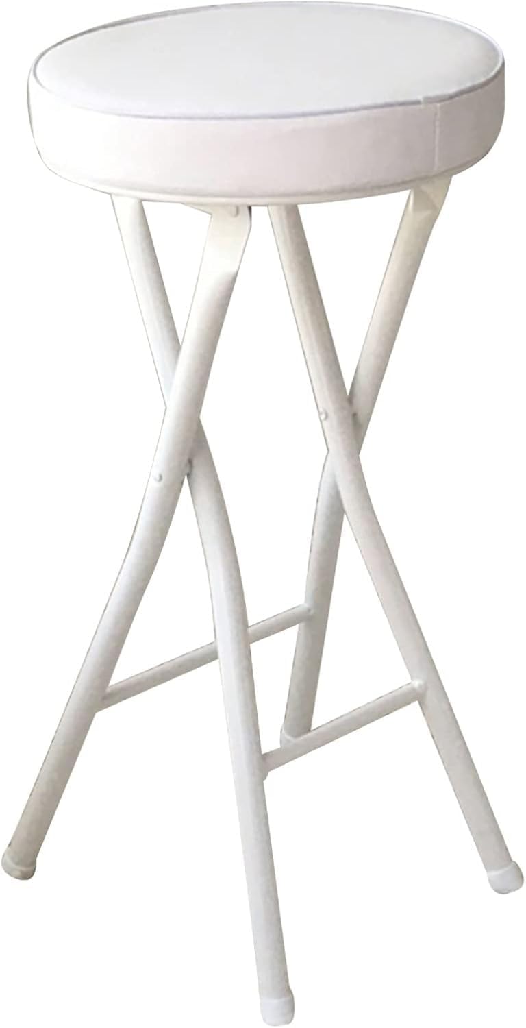 Portable Folding High Chair for Breakfast Kitchen Bar Stool Compact Furniture(Black-49cm)