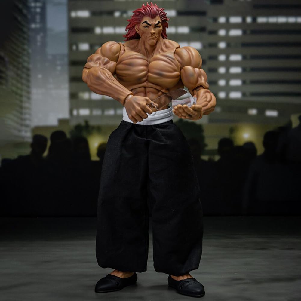 QAHEART Hanma Yujiro Figures Anime Action Figurine Movable Joints with Interchangeable Accessories Battle Damaged Clothing Hanma Baki Anime Figure