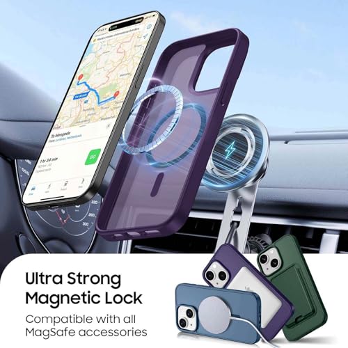 Ntwinro Magnetic for iPhone 15 Case, Detachable Magnetic Wallet with Card Holder, [Fit for MagSafe] Military-Grade Shockproof Translucent Matte Anti-Scratch Phone Cover, Purple by Ntwinro - Image 5