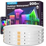 KSIPZE 200ft Outdoor LED Strip Lights,IP68 Waterproof Outside Led Rope Lights with Bluetooth App Remote,Music Sync RGB Exterior Led Lights for Roof, Balcony,Deck,Pool