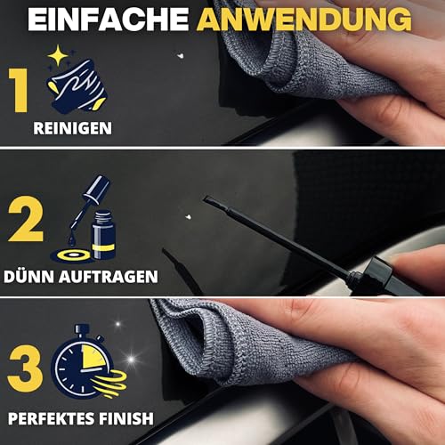 GLANTEX Lackstift Schwarz Glänzend [15ml] – Hohe Deckkraft für Kratzer und Steinschläge – Auto & Felgen Lackstift Schwarz Glanz