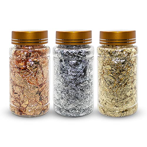 Kit 3 Folhas de Ouro Dourado Prata Bronze Decoração Encapsulamento de Unha