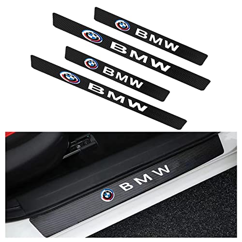 4 Pack Door Sill Guards, Carbon Fiber Leather Door Entry Guards Self Adhesive For Bmw Door Sill Scuff Plates, Carbon Fiber Guard Scratch Resistant Door Edge Guards Door Entry Sticker #TOP5