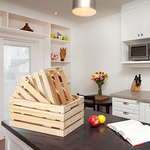 Youeon Set Of 3 Rustic Wooden Nesting Crates With Handles, Decorative Wood Crates, Crate Box Wooden Storage Box For Kitchen, Office, Bedroom, Closet, Rustic Country Decor #TOP7