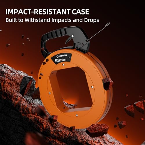 islewire 240 ft Electrical Fish Tape, 1/8-Inch Steel Wire Puller with Formed Hook, Easy-to-Use Cable Puller Tool with Ergonomic Handle & Durable Housing for Walls and Electrical Conduit - Thumbnail 6