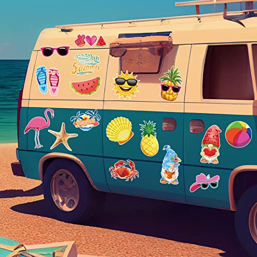 30 Pcs Summer Beach Cruise Door Decoration Magnetic Decal Tropical Refrigerator Magnet Hawaii Luau Door Magnet Gnome Cruise Ship Magnet Waterproof Car Magnet Sticker For Carnival Fridge Ship Protector #TOP6