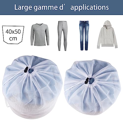 2 Stück Wäschesack,40 x 50 cm Mesh Wäschenetz für Waschmaschine Wäschebeutel für Waschmaschine Wäschesäcke mit Kordelzug für Babykleidung,Bluse,Unterwäsche,BH,Socken usw