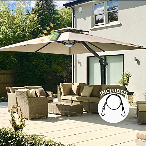 Happetite Solar Umbrella Lights With Remote & Solar Panel, Rechargeable Battery Operated Patio Cantilever Umbrella Lights With 3 Brightness Modes, For Offset Patio Umbrella In Outdoor & Garden (Black) #TOP5