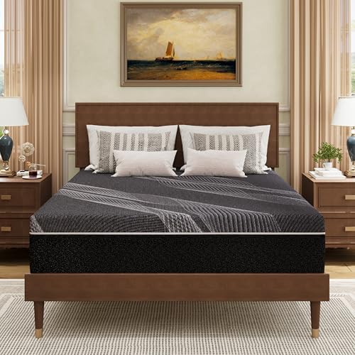Queen Mattress 10 Inch Charcoal Gel Memory Foam in a Box, CertiPUR-US Certified, Fiberglass Free, Cooling Double Mattress, Made in The USA of US Foam, 80