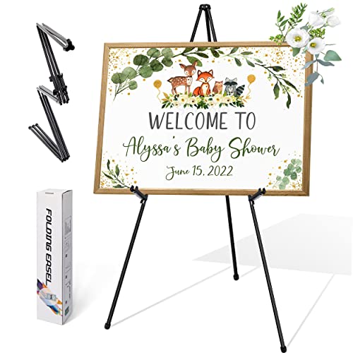 63" Display Easel Stand For Wedding Sign&Poster Easel,Folding Art Easel Floor Adjustable Metal Poster Easel,Instant Tripod Easel For Display Painting Wedding Shower Poster Easel, Black, 1Pack, Vaiigo #TOP8